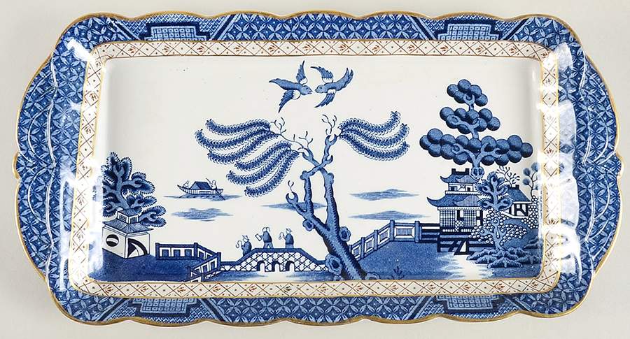 Real Old Willow Blue Large Sandwich Tray by Booths-1