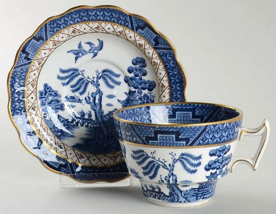 Real Old Willow Blue Flat Cup & Saucer Set by Booths-1
