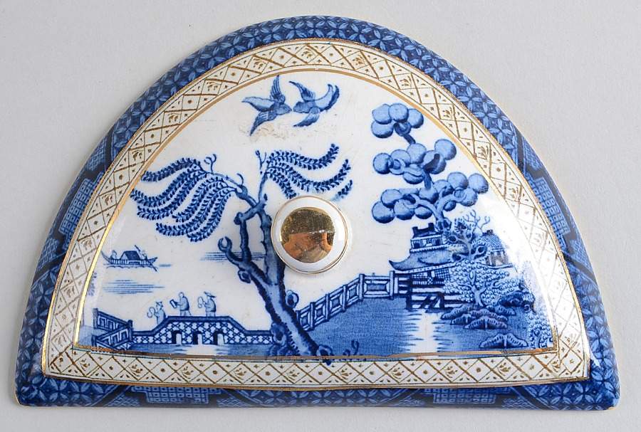 Real Old Willow Blue Lid for 2 Part Divided Server by Booths-1