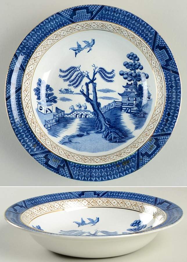 Real Old Willow Blue Muffin Dish No Lid by Booths-1