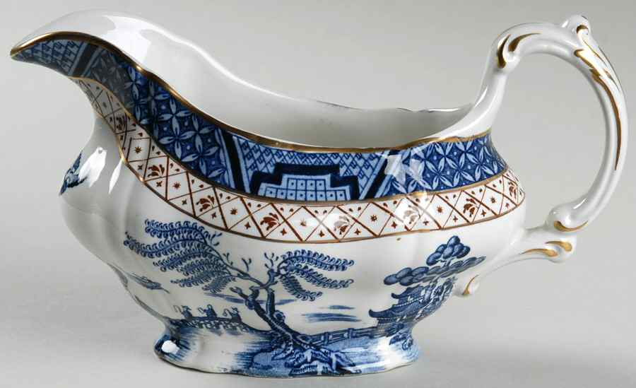 Real Old Willow Blue Gravy Boat by Booths-1