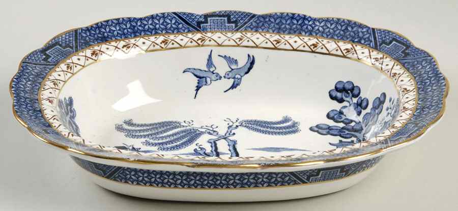 Real Old Willow Blue 8" Oval Vegetable Bowl by Booths-1