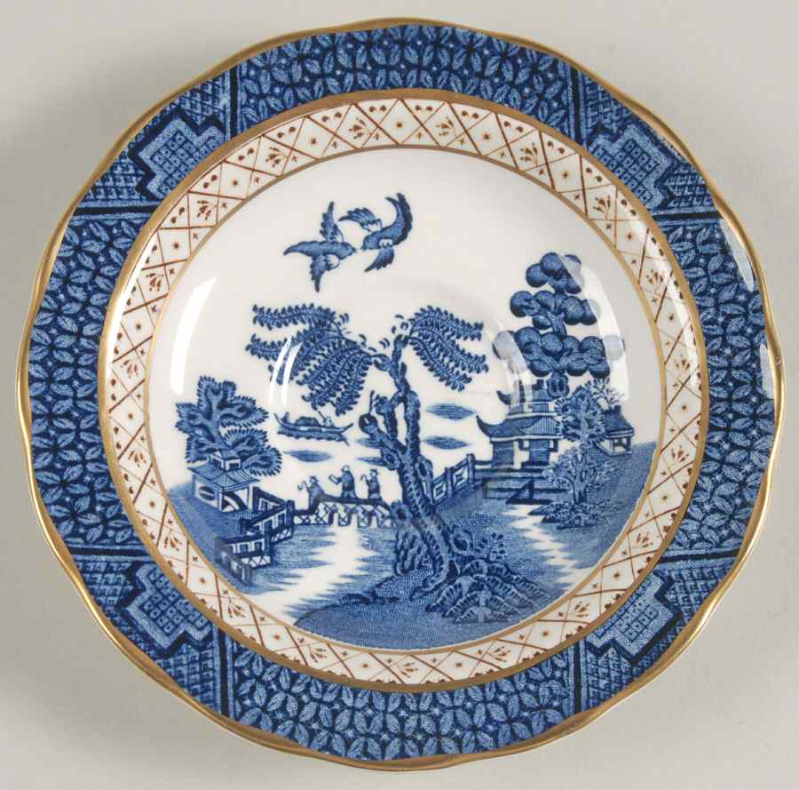 Real Old Willow Blue Saucer for Flat Demitasse Cup by Booths-1