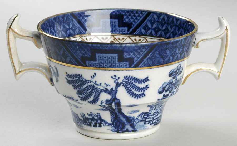 Real Old Willow Blue Flat Bouillon Cup by Booths-1