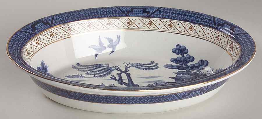 Real Old Willow Blue 10" Oval Vegetable Bowl by Booths-1