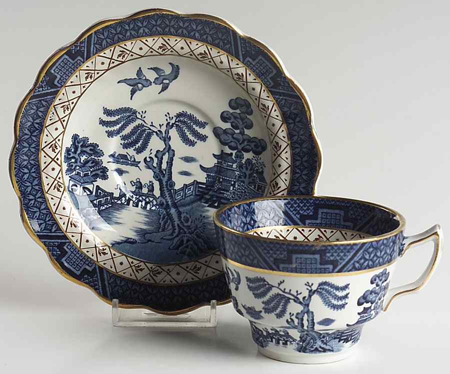 Real Old Willow Blue Flat Cup & Saucer Set by Booths-1