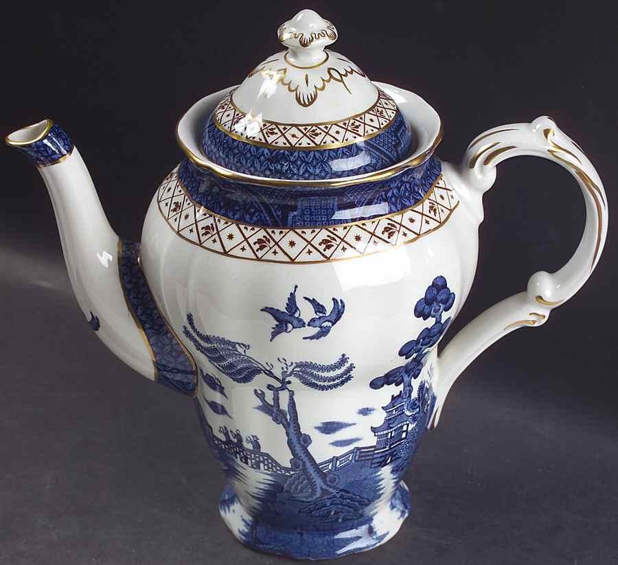 Real Old Willow Blue Coffee Pot & Lid by Booths-1