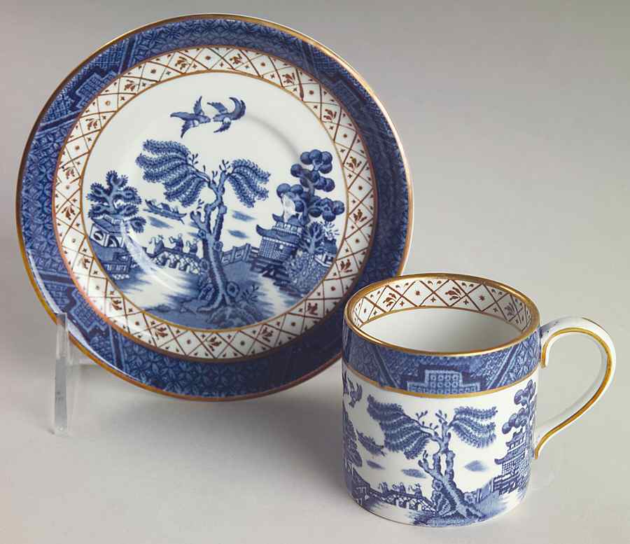 Real Old Willow Blue Flat Demitasse Cup & Saucer Set by Booths-1
