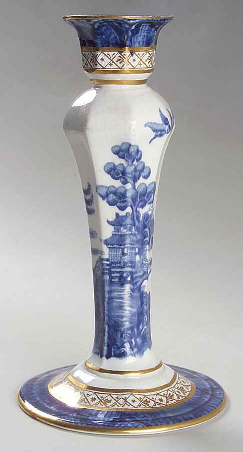 Real Old Willow Blue 8" Tall Candlestick by Booths-1