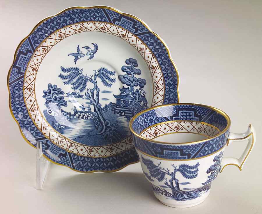 Real Old Willow Blue Flat Demitasse Cup & Saucer Set by Booths-1