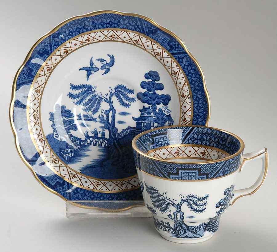 Real Old Willow Blue Flat Demitasse Cup & Saucer Set by Booths-1