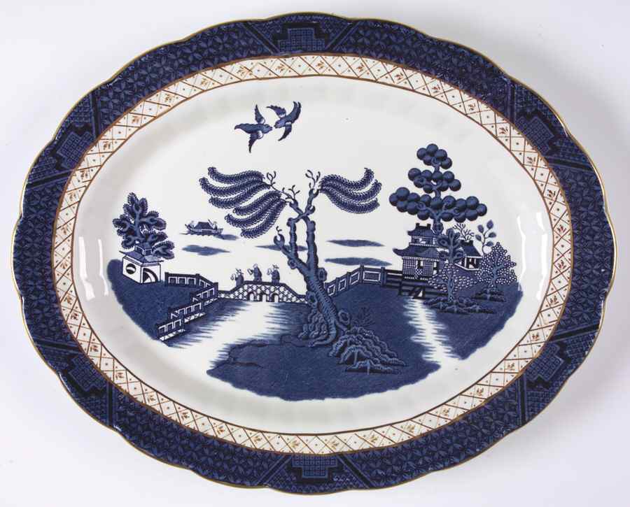 Real Old Willow Blue 13" Oval Serving Platter by Booths-1