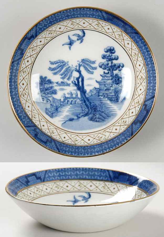 Real Old Willow Blue Fruit/Dessert (Sauce) Bowl by Booths-1