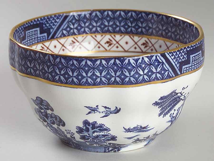 Real Old Willow Blue Open Rice/Sugar Bowl by Booths-1