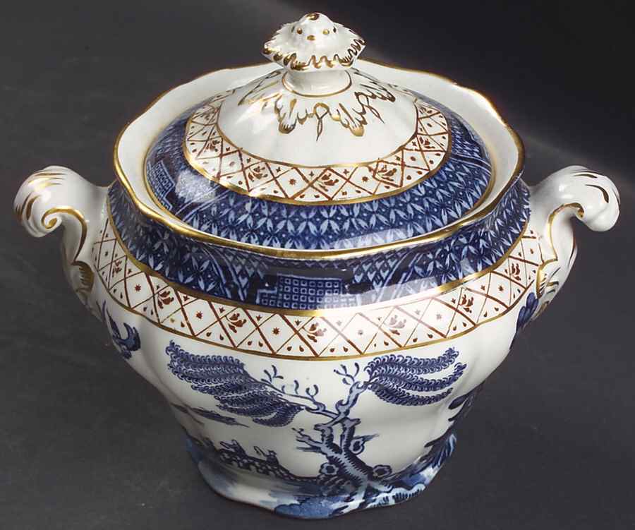 Real Old Willow Blue Sugar Bowl & Lid by Booths-1
