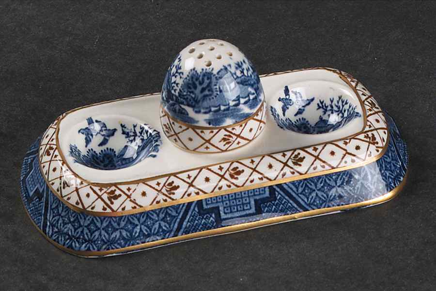 Real Old Willow Blue Double Salt Dip & Shaker by Booths-1