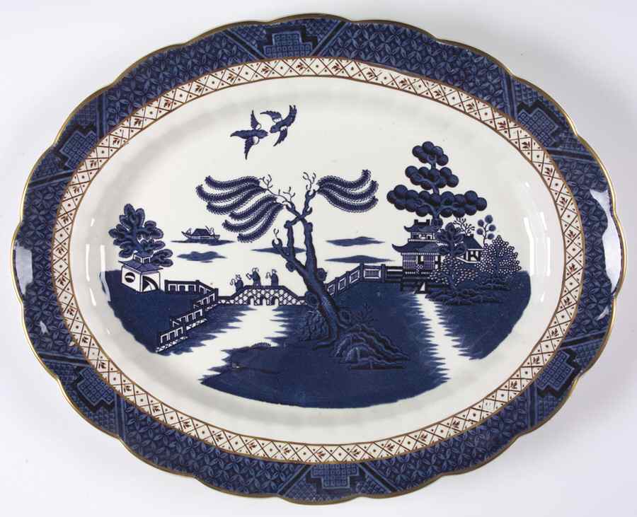Real Old Willow Blue 15" Oval Serving Platter by Booths-1