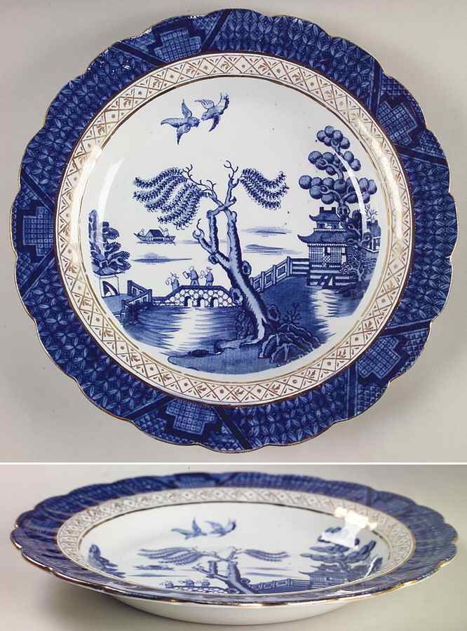Real Old Willow Blue Large Rim Soup Bowl by Booths-1