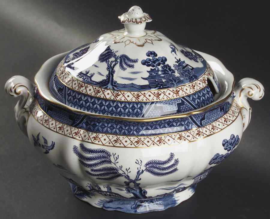 Real Old Willow Blue Tureen &  Lid by Booths-1