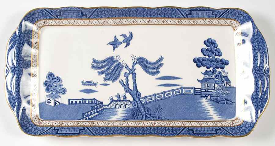 Real Old Willow Blue Large Sandwich Tray by Booths-1