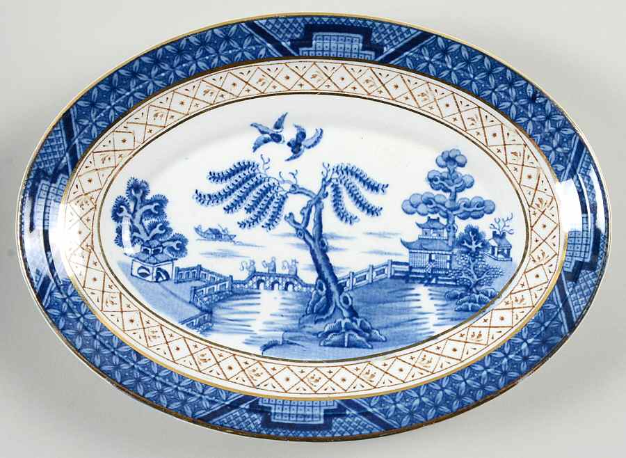 Real Old Willow Blue Underplate for Gravy Boat by Booths-1