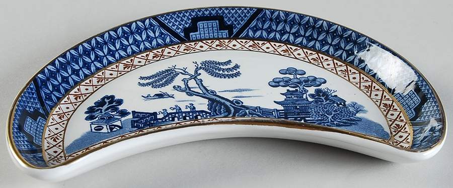 Real Old Willow Blue Crescent Salad Plate by Booths-1