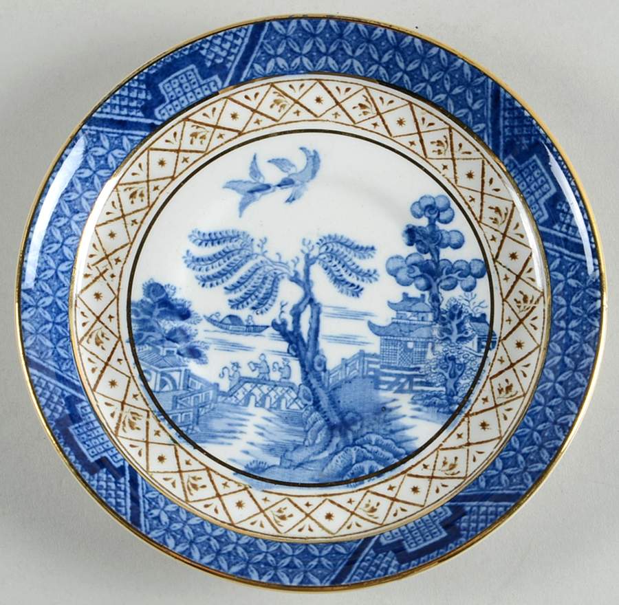 Real Old Willow Blue Saucer for Flat Demitasse Cup by Booths-1