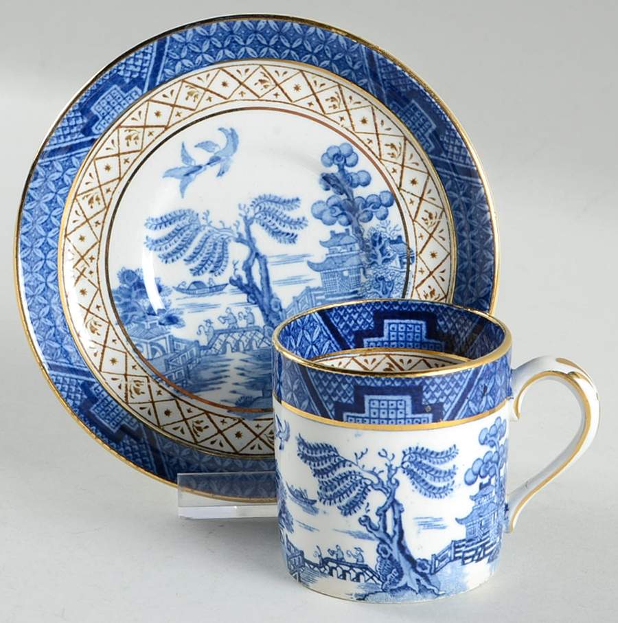 Real Old Willow Blue Flat Demitasse Cup & Saucer Set by Booths-1