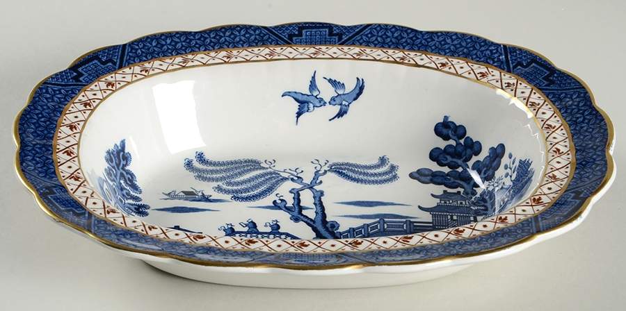 Real Old Willow Blue 9" Oval Vegetable Bowl by Booths-1