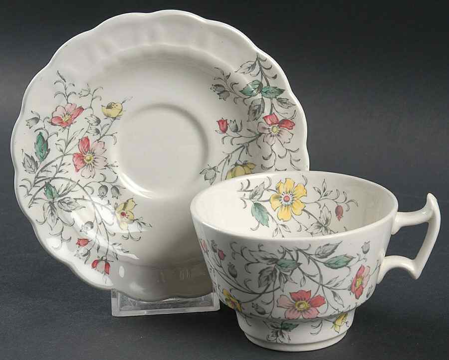 Rock Rose Flat Cup & Saucer Set by Booths-1