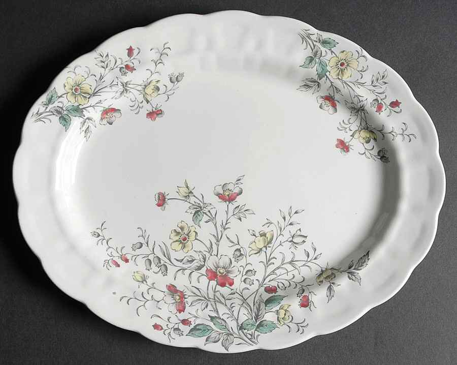 Rock Rose 12" Oval Serving Platter by Booths-1