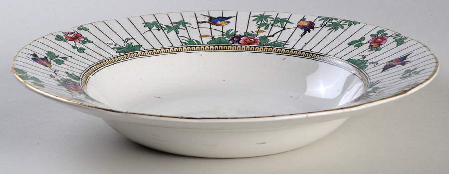 Springtime (Gold Trim) Rim Soup Bowl by Booths-1