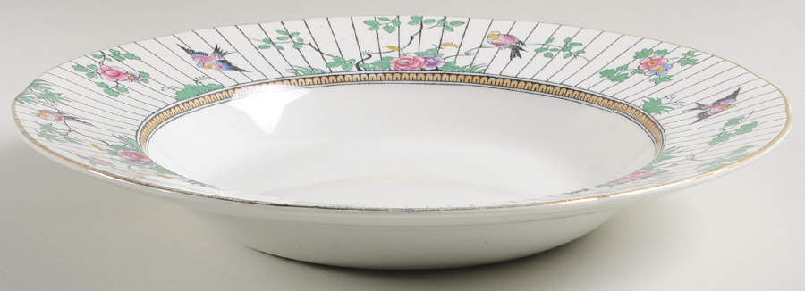 Springtime (Gold Trim) Large Rim Soup Bowl by Booths-1
