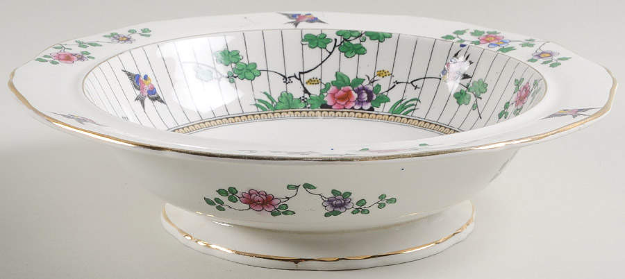 Springtime (Gold Trim) Round Vegetable No Lid by Booths-1