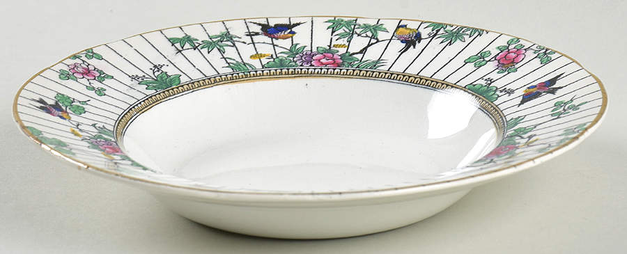 Springtime (Gold Trim) Rim Fruit/Dessert (Sauce) Bowl by Booths-1