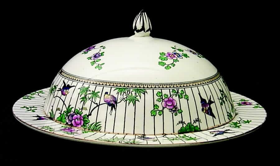 Springtime (Gold Trim) Muffin Dish & Lid by Booths-1