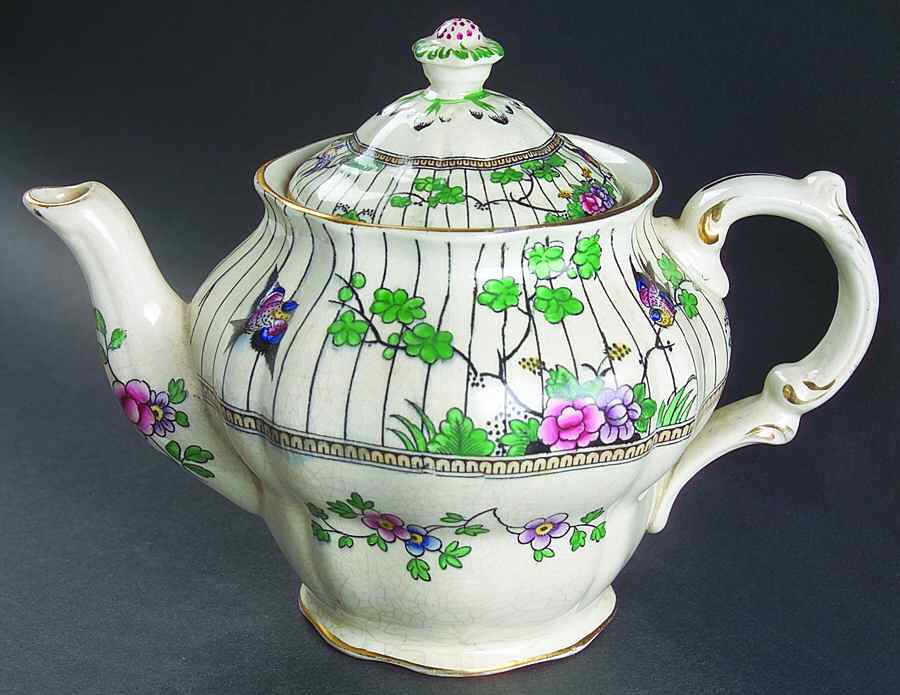 Springtime (Gold Trim) Mini Teapot & Lid by Booths-1