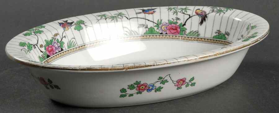 Springtime (Gold Trim) 10" Oval Vegetable Bowl by Booths-1
