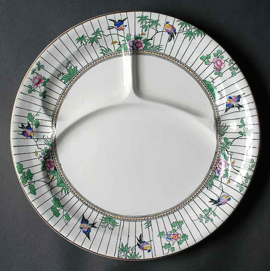 Springtime (Gold Trim) Grill Plate by Booths-1