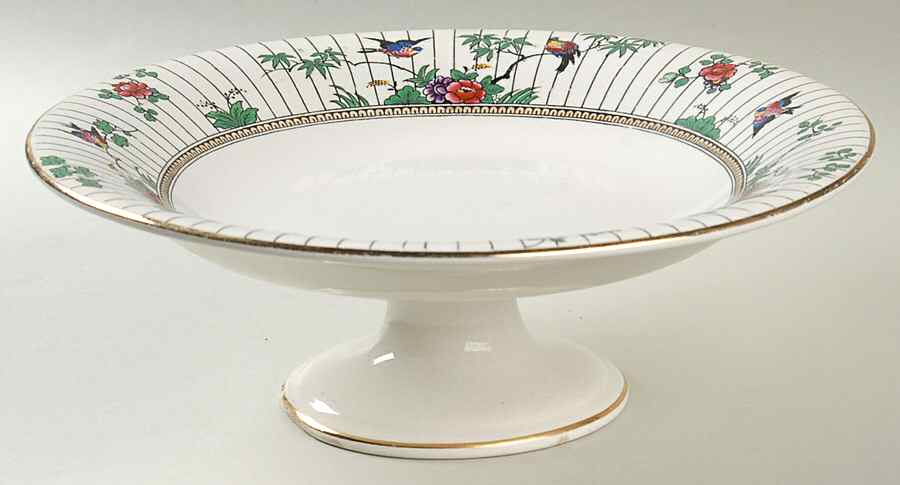 Springtime (Gold Trim) Round Compote (Height X Width) by Booths-1