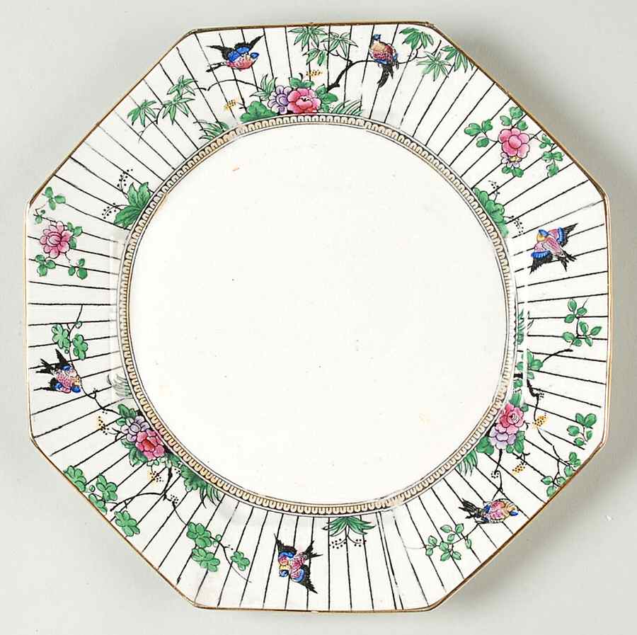 Springtime (Gold Trim) Octagonal Luncheon Plate by Booths-1