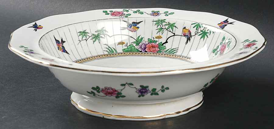Springtime (Gold Trim) 9" Round Vegetable Bowl by Booths-1