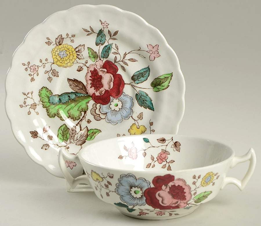 Stanway Flat Cream Soup Bowl & Saucer Set by Booths-1