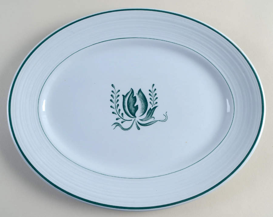 Tulip Blue 14" Oval Serving Platter by Booths-1