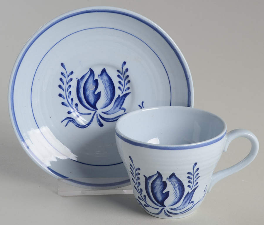 Tulip Blue Flat Demitasse Cup & Saucer Set by Booths-1