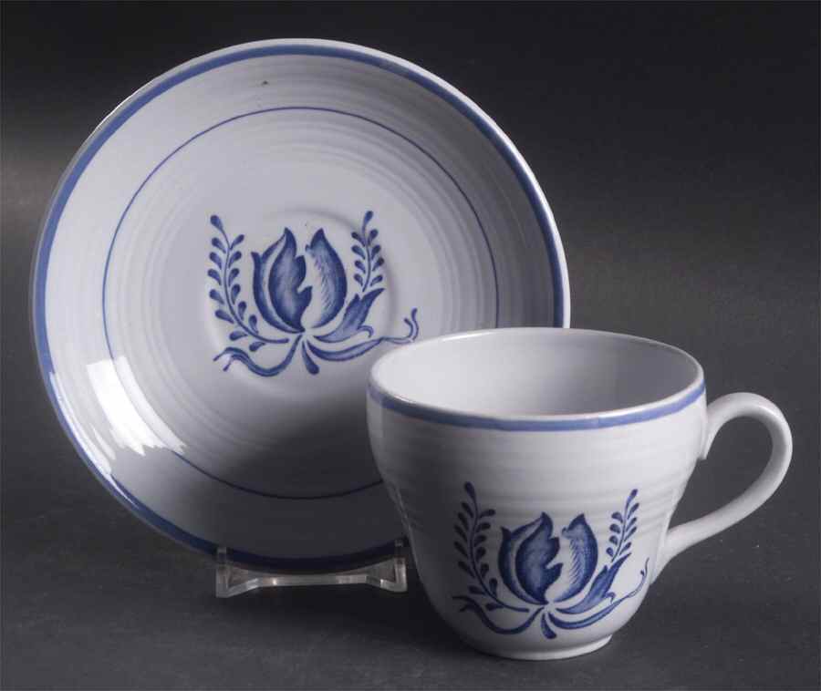 Tulip Blue Flat Cup & Saucer Set by Booths-1