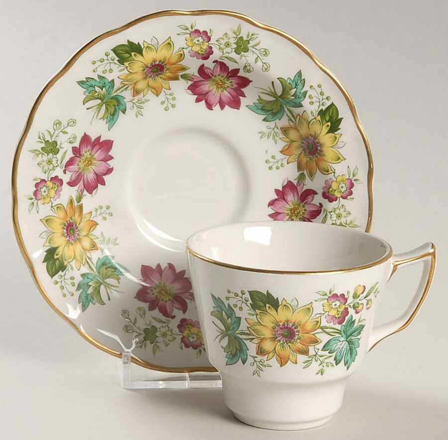 Victoria Flat Demitasse Cup & Saucer Set by Booths-1