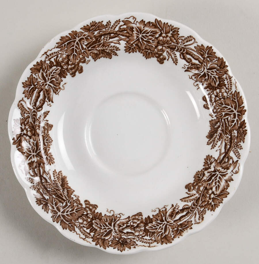 Vine and Wheat Brown Saucer for Oversized Cup by Booths-1