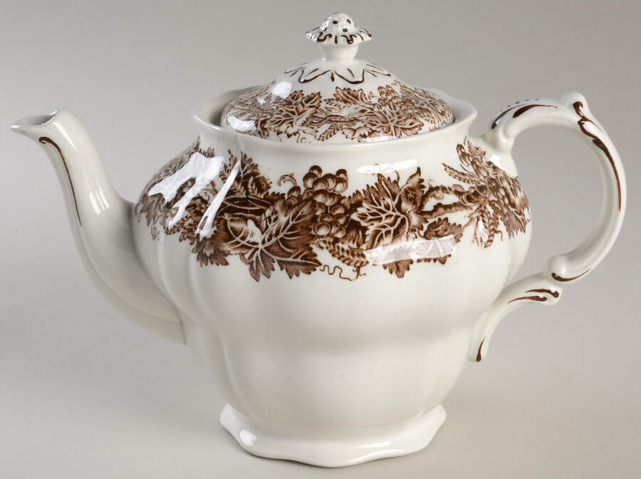 Vine and Wheat Brown Teapot & Lid by Booths-1