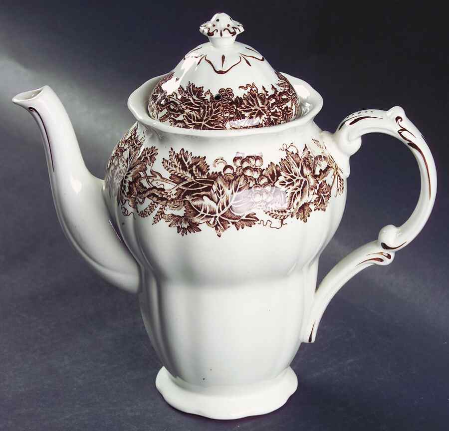 Vine and Wheat Brown Coffee Pot & Lid by Booths-1